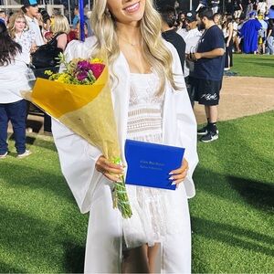 Wish Boutique white and tan lace dress